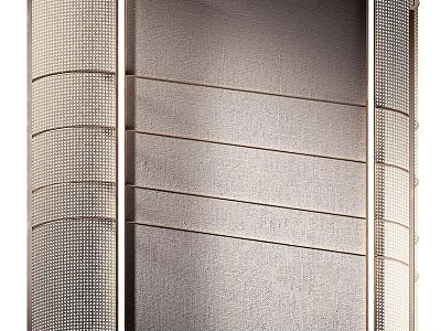 Modern Bed Background Wall Design With Textured Panels Horizontal Lines And Grid Accents 3d model