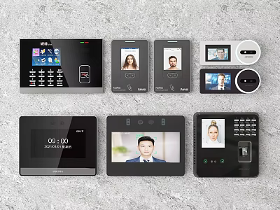Smart Access Control Devices With Facial Recognition Fingerprint Scanner And Display Screens 3d model