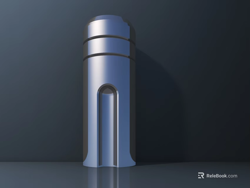 Modern Metal Columnar Public Facility With Striped Design And Base Opening 3d model