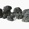 Natural Wood and Black Stone Materials with Rough Surface and Various Sizes 3d model