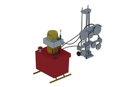 Concrete rope saw cutting 3d model