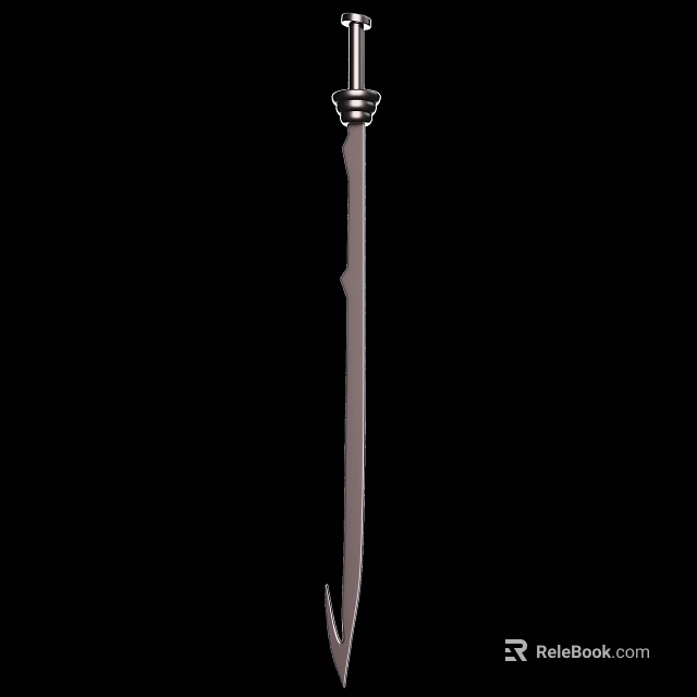 Ancient Metal Spear With Long Shaft And Ornate Decorative Head 3d model 