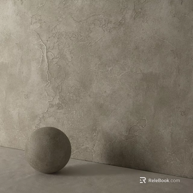 Modern Gray Concrete Components With Textured Wall And Round Sphere 3d model 