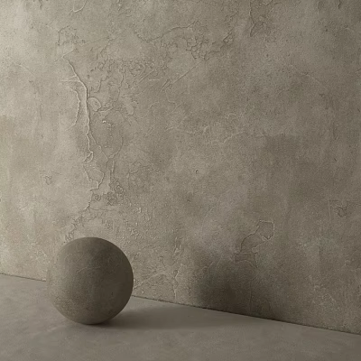 Modern Gray Concrete Components With Textured Wall And Round Sphere 3d model
