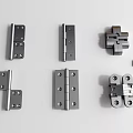 Assorted Metal Hinges And Hardware Fittings For Furniture Door Connections On White