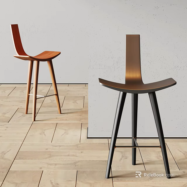 Modern Leisure Chairs With Wooden Metal Frames On Light Wooden Floor And White Wall 3d model 