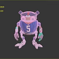 Game Movie Character Robot Blue Jersey Number 5 With Mechanical Arms And Goggles