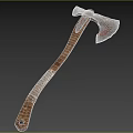 Vintage Rusty Axe With Carved Wooden Handle And Metal Head Design