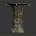 Ancient Chinese Bronze Vessel With Flared Rim Intricate Patterns And Patina