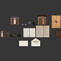 Vintage Decorative Ornament Set With Wooden Boxes Books Envelopes And Frames