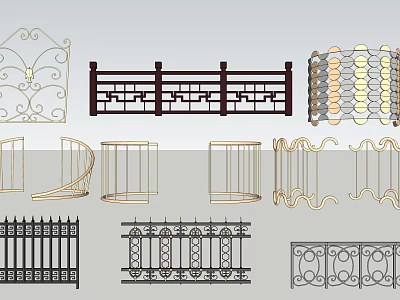 Various Decorative Iron Fence Designs With Ornamental Patterns And Styles 3d model