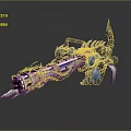 Futuristic Sci Fi Weapon With Intricate Mechanical Design Dragon Pattern And Blue Accents