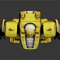 Game Movie Character Yellow Robot With Detailed Mechanical Design Standing Pose