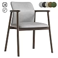 Modern Minimalist Single Chair With Gray Fabric Seat Backrest And Wooden Armrests
