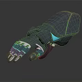 Futuristic Robotic Character Mechanical Arm With Blue Light And Detailed Structure Design