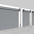 Three Dark Roller Shutters Installed Side by Side With White Frames Exterior 3d model