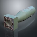 Green Military Bomb With Cylindrical Body And Square Front Structure 3d model