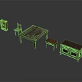 Modern Home Furniture Set Featuring Wooden Table Chair Stool And Cabinet