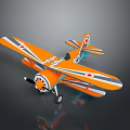Orange Biplane Model With Red Cross Logo And White Stripes Design