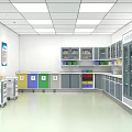 Medical Waste Disposal Room With Color Coded Bins Storage Cabinets And Medical Carts