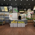 Modern supermarket fruit shop 3d model