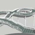 Spiral Road Facility Design With Glass Walkway And Circular Overpass Structure 3d model