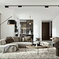 Modern Living and Dining Room Interior Design With Sofa Coffee Table And Pendant Light