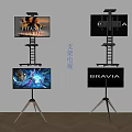 Adjustable Floor Tripod Stands Holding TVs with BRAVIA Display and Titanic Gaming Screens