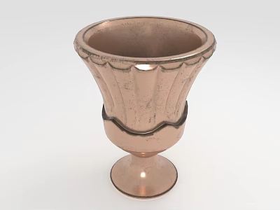 Vintage Copper Scalloped Plant Container With Sturdy Base For Indoor Greenery 3d model