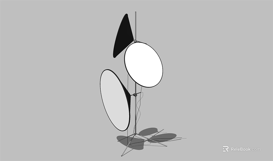 Black White Abstract Sculpture Featuring Circular Triangular Shapes And Shadows 3d model 