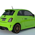 Bright Green Compact Car With Sporty Design Gold Alloy Wheels And Round Headlights