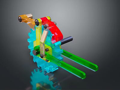 Colorful Industrial Equipment With Gear Mechanism Acrylic Parts And Mechanical Structure 3d model