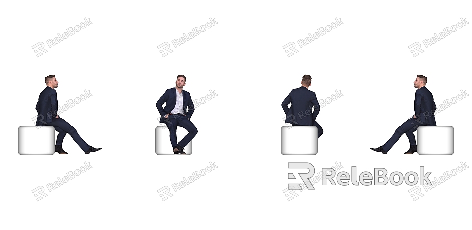 Business Male Office Figure Sitting Men Suit Men European and American Men model