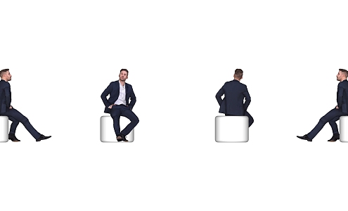 Business Male Office Figure Sitting Men Suit Men European and American Men 3d model