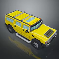 Yellow Hummer Model Car With Roof Rack Clear Windows And Black Wheels