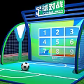 Interactive Football Battle Game With Goal Net And Number Panel Setup 3d model