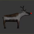 3D Rendered Reindeer Character With Red Nose Gray Body And Antlers