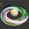 Modern White Sphere Surrounded By Complex Hollow Ring Structure With Wing Like Design Elements 3d model