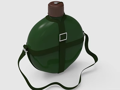 Green Daily Use Electric Insulated Flask With Brown Lid Black Strap And Metal Buckle 3d model