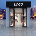 Modern Clothing Store Exterior With Glass Doors Logo Sign And Mannequin Displays