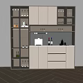 Modern Wine Cabinet With Glass Doors LED Lighting And Storage For Wine Bottles