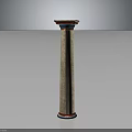 Fluted Classical Column With Ornate Capital Intricate Carvings And Colorful Base