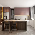 Modern Living and Dining Room Interior Design With Sofa Coffee Table Rug And Tile Wall
