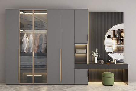 Light Luxury Wardrobe Dressing Table Combination 3d model