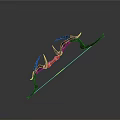 Decorative Bow Weapon with Intricate Patterns Curved Design Red Green Accents and Arrow