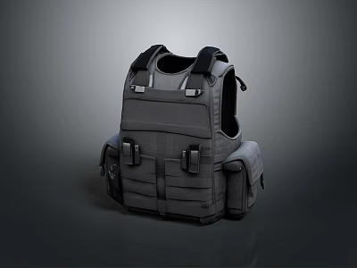 Gray Tactical Vest with Multiple Pockets and Adjustable Straps for Daily Functional Use 3d model