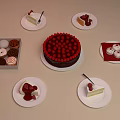 Delicious Assorted Desserts Including Chocolate Cake with Strawberries Sliced Cakes and Cookies