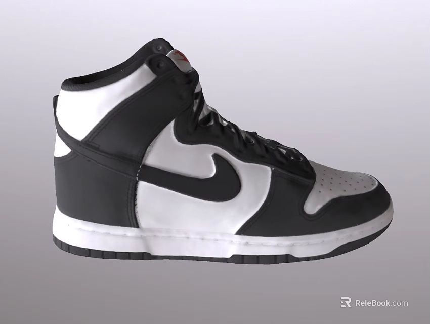 High Top Black and White Shoes With Nike Logo Classic Casual Design 3d model 