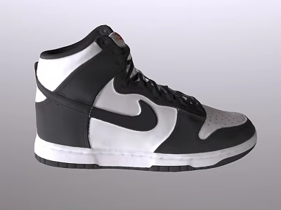 High Top Black and White Shoes With Nike Logo Classic Casual Design 3d model