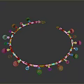 Elegant Silver Chain Necklace Featuring Red And Blue Beads Design
